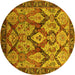 Round Oriental Yellow Industrial Rug, urb1112yw