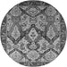 Round Machine Washable Oriental Gray Industrial Rug, wshurb1112gry