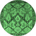 Round Oriental Emerald Green Industrial Rug, urb1112emgrn