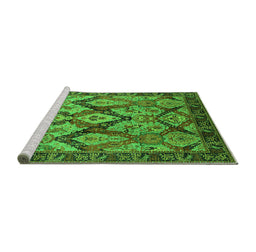 Sideview of Machine Washable Oriental Green Industrial Area Rugs, wshurb1112grn