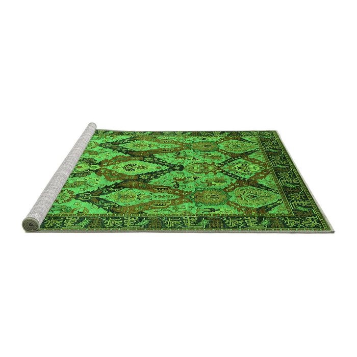 Sideview of Machine Washable Oriental Green Industrial Area Rugs, wshurb1112grn