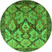 Round Oriental Green Industrial Rug, urb1112grn