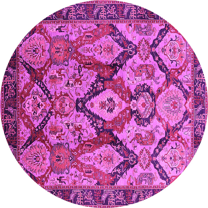 Round Machine Washable Oriental Pink Industrial Rug, wshurb1112pnk