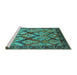 Sideview of Machine Washable Oriental Turquoise Industrial Area Rugs, wshurb1112turq