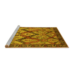Sideview of Machine Washable Oriental Yellow Industrial Rug, wshurb1112yw