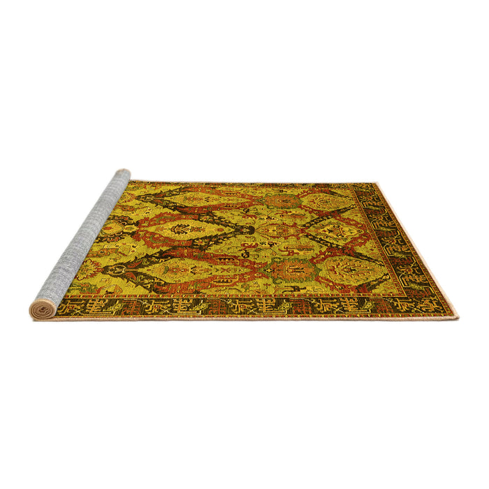 Sideview of Machine Washable Oriental Yellow Industrial Rug, wshurb1112yw