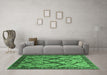 Machine Washable Oriental Emerald Green Industrial Area Rugs in a Living Room,, wshurb1112emgrn