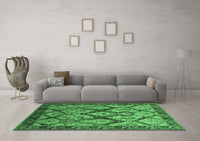 Machine Washable Oriental Emerald Green Industrial Rug, wshurb1112emgrn