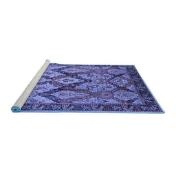 Sideview of Machine Washable Oriental Blue Industrial Rug, wshurb1112blu
