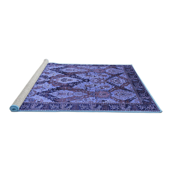Sideview of Machine Washable Oriental Blue Industrial Rug, wshurb1112blu