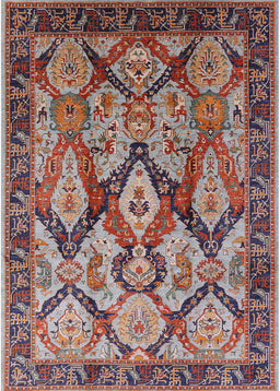 Mid-Century Modern Khaki Rose Pink Oriental Rug, urb1112