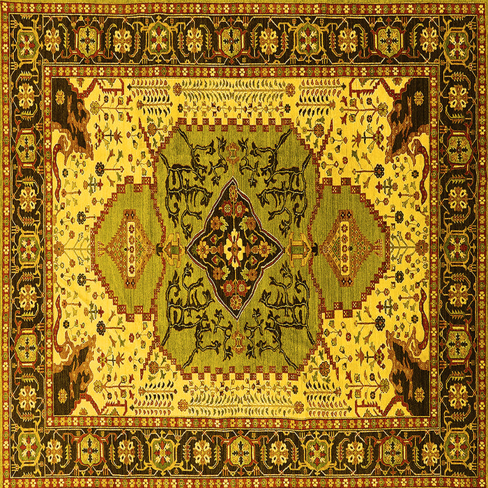 Square Machine Washable Oriental Yellow Industrial Rug, wshurb1113yw