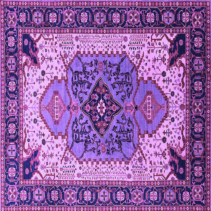 Square Machine Washable Oriental Purple Industrial Area Rugs, wshurb1113pur
