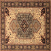 Square Machine Washable Oriental Brown Industrial Rug, wshurb1113brn