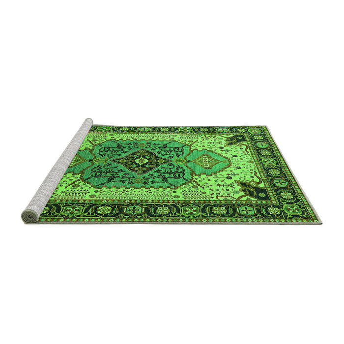 Sideview of Machine Washable Oriental Green Industrial Area Rugs, wshurb1113grn