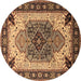 Round Oriental Brown Industrial Rug, urb1113brn