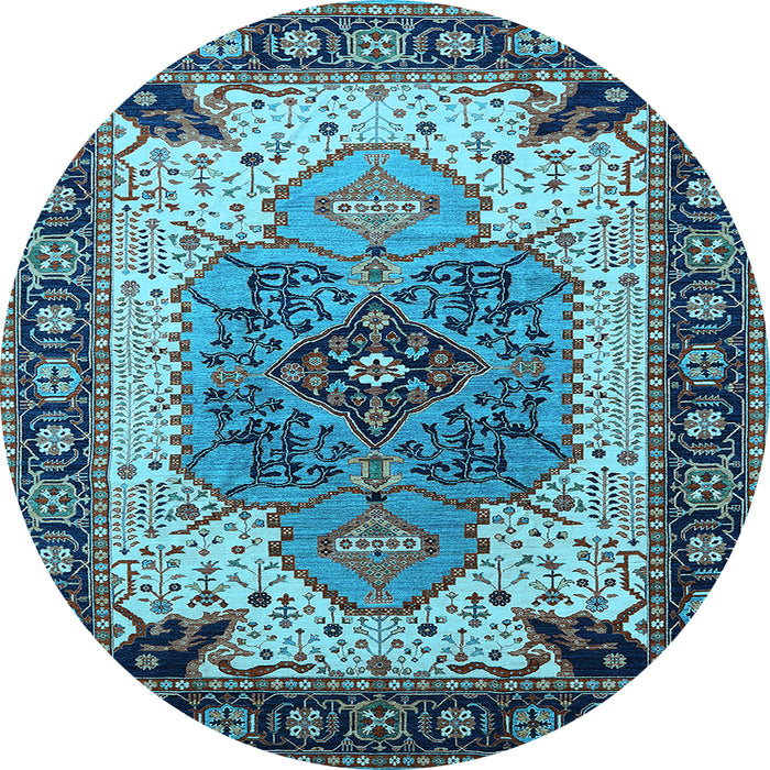 Round Oriental Light Blue Industrial Rug, urb1113lblu