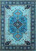 Machine Washable Oriental Light Blue Industrial Rug, wshurb1113lblu