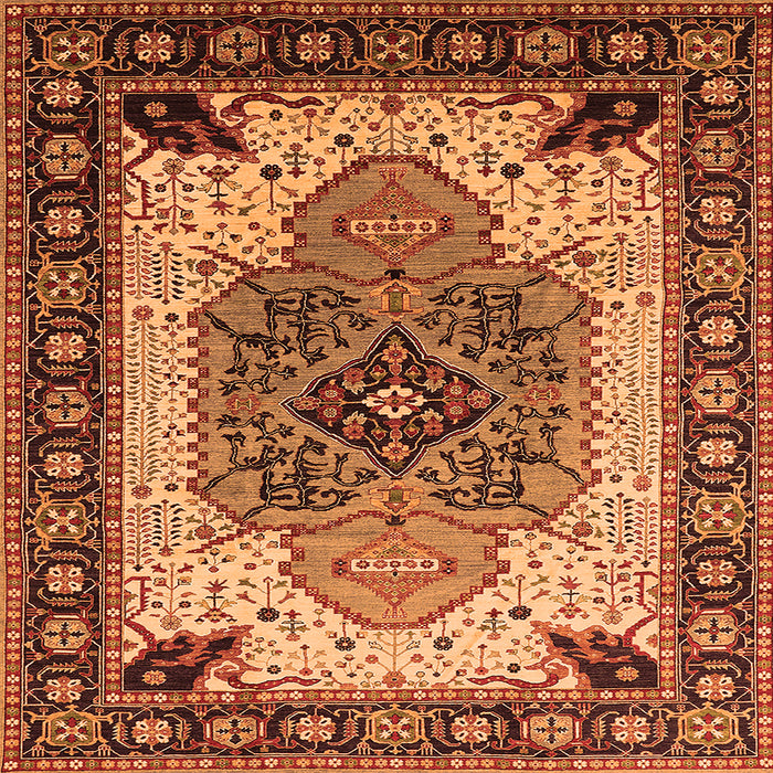 Square Oriental Orange Industrial Rug, urb1113org
