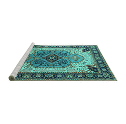 Sideview of Machine Washable Oriental Turquoise Industrial Area Rugs, wshurb1113turq