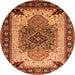 Round Oriental Orange Industrial Rug, urb1113org