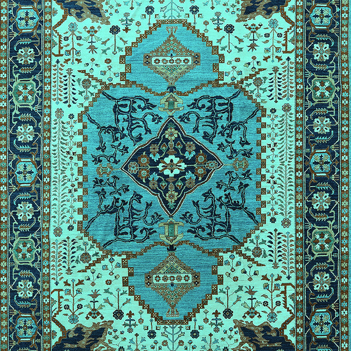 Machine Washable Oriental Turquoise Industrial Area Rugs, wshurb1113turq