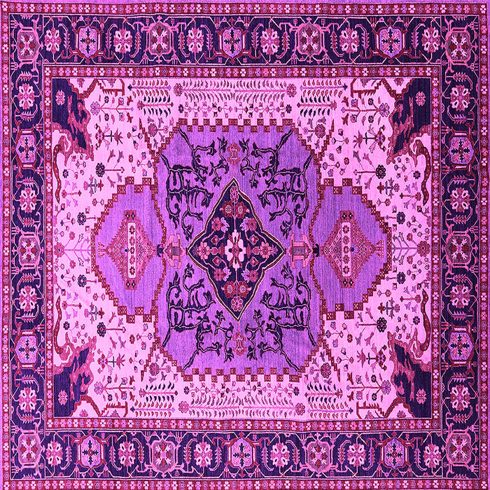 Square Machine Washable Oriental Pink Industrial Rug, wshurb1113pnk