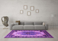 Machine Washable Oriental Purple Industrial Rug, wshurb1113pur