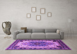 Machine Washable Oriental Purple Industrial Area Rugs in a Living Room, wshurb1113pur