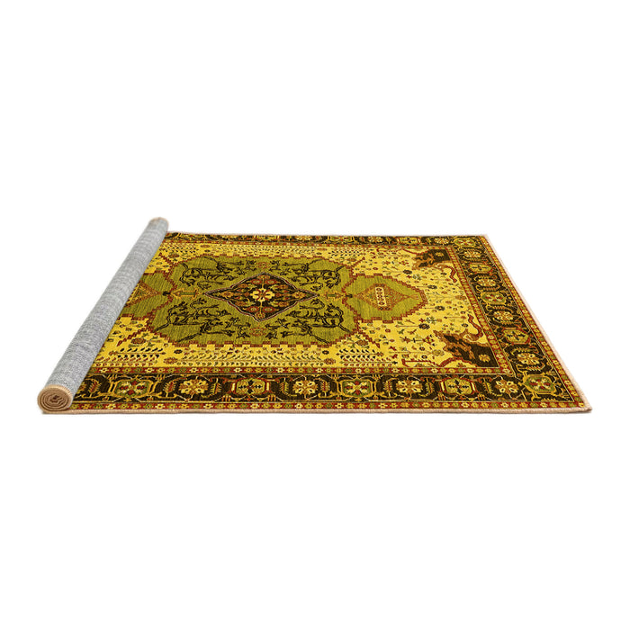 Sideview of Machine Washable Oriental Yellow Industrial Rug, wshurb1113yw
