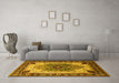 Machine Washable Oriental Yellow Industrial Rug in a Living Room, wshurb1113yw