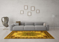 Machine Washable Oriental Yellow Industrial Rug, wshurb1113yw