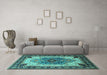 Machine Washable Oriental Turquoise Industrial Area Rugs in a Living Room,, wshurb1113turq