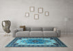 Machine Washable Oriental Light Blue Industrial Rug in a Living Room, wshurb1113lblu