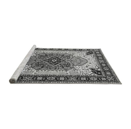 Sideview of Machine Washable Oriental Gray Industrial Rug, wshurb1113gry