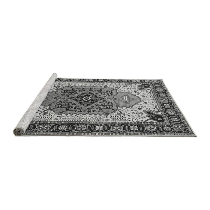 Sideview of Machine Washable Oriental Gray Industrial Rug, wshurb1113gry