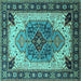 Square Oriental Turquoise Industrial Rug, urb1113turq