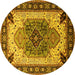 Round Oriental Yellow Industrial Rug, urb1113yw