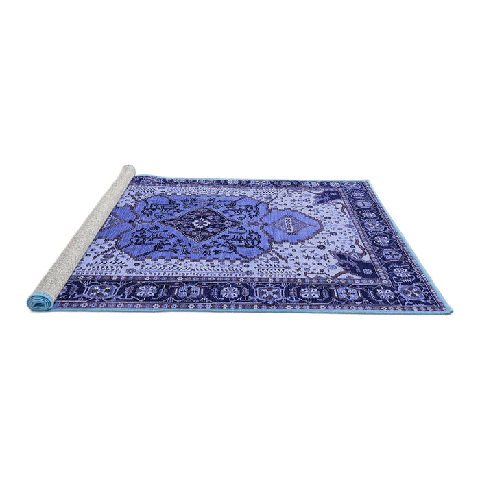 Sideview of Machine Washable Oriental Blue Industrial Rug, wshurb1113blu
