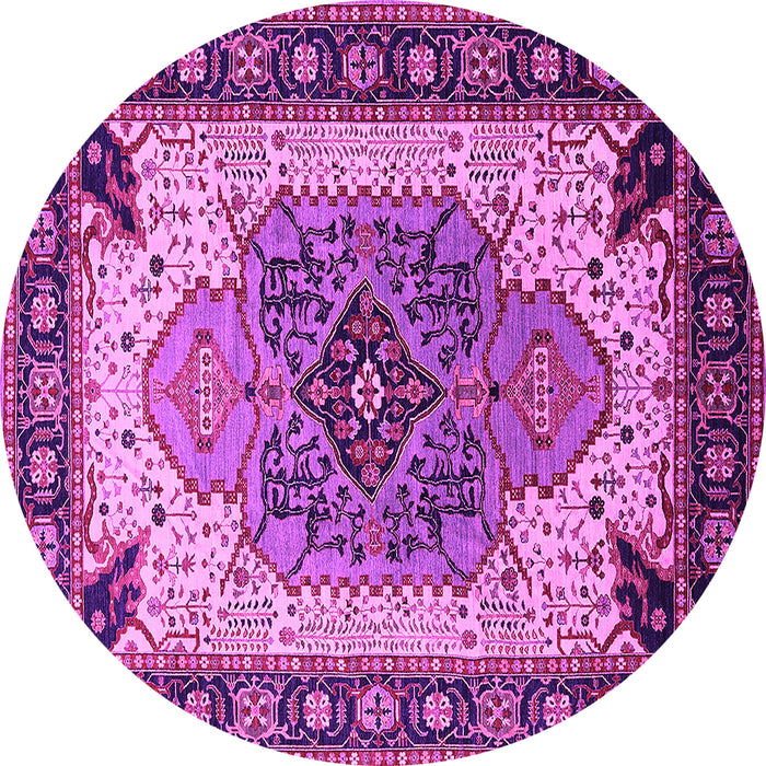 Round Machine Washable Oriental Pink Industrial Rug, wshurb1113pnk