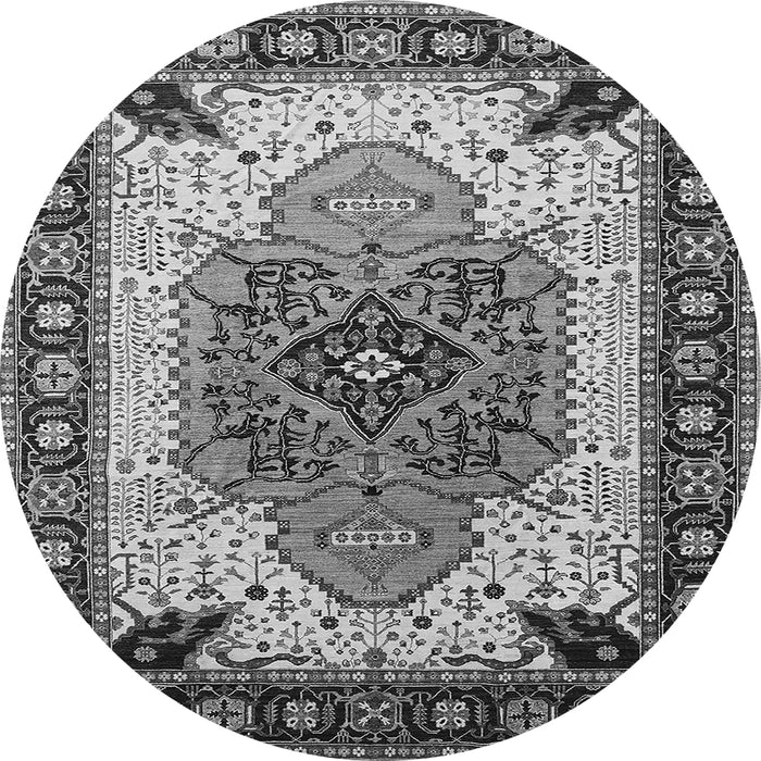 Round Oriental Gray Industrial Rug, urb1113gry