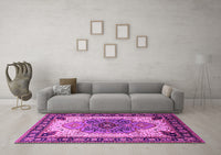 Machine Washable Oriental Pink Industrial Rug, wshurb1113pnk