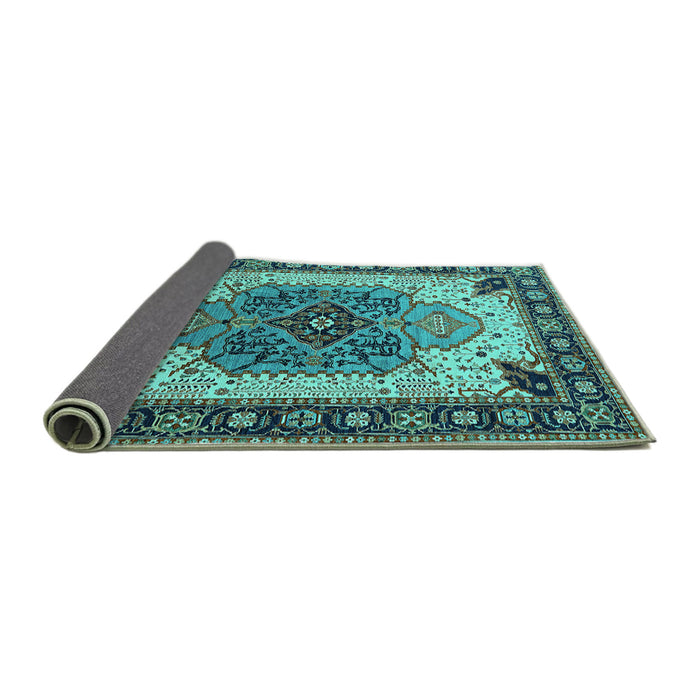 Sideview of Oriental Turquoise Industrial Rug, urb1113turq