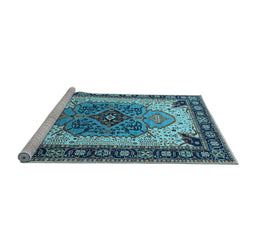 Sideview of Machine Washable Oriental Light Blue Industrial Rug, wshurb1113lblu