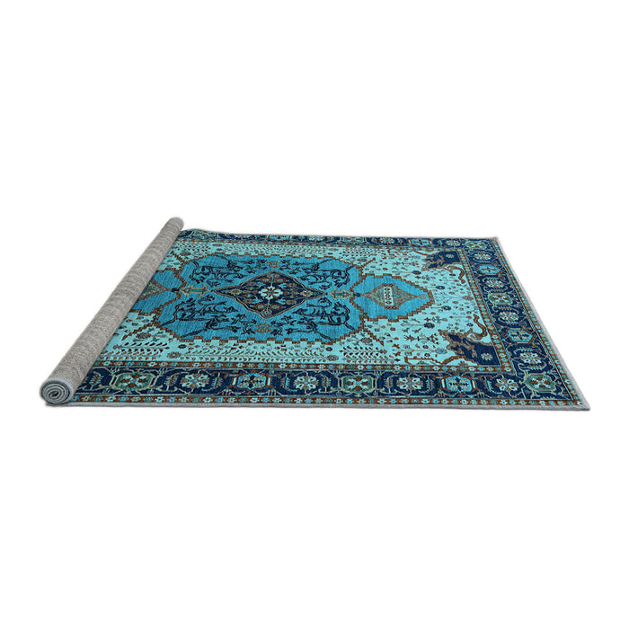 Sideview of Machine Washable Oriental Light Blue Industrial Rug, wshurb1113lblu