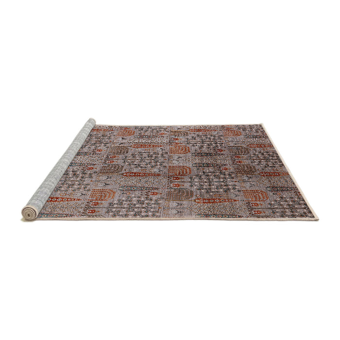 Sideview of Machine Washable Industrial Modern Chestnut Brown Rug, wshurb1114