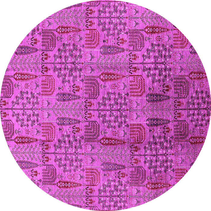Round Machine Washable Oriental Pink Industrial Rug, wshurb1114pnk