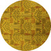 Round Oriental Yellow Industrial Rug, urb1114yw