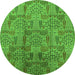 Round Oriental Green Industrial Rug, urb1114grn