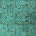 Square Machine Washable Oriental Turquoise Industrial Area Rugs, wshurb1114turq